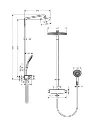 Чертёж Душевая система Hansgrohe Raindance Select E 360 Showerpipe с термостатом 27112000