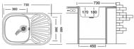 Мойка врезная Ukinox Galant 730х480 декор. нерж. сталь 0,8мм, слив 3 1/2, GAL730.480 -GT8K 2L