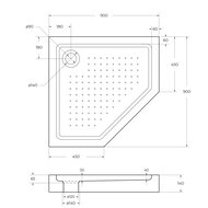 ������ �� ������ BELBAGNO TRAY-BB-P-90-15-W (900�900�150) ������������, �����