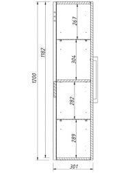 Пенал Caprigo Аккорд 35 бланж 350х1200х301 подвесной, левый, 1 дверь 2253L-SF027