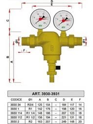 Фильтр FAR 3/4" Н под манометр, 100мкм, с американкой, латунь, Max: 95 °C, 25 бар, FA 3930 34100