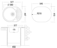 Мойка врезная Ukinox Favorit 577х447 декор.нержавеющ. сталь 0,6мм, слив 3 1/2, FAL577.447 -GT6K 2L