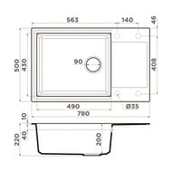 Мойка Omoikiri SAKAIME 78-LB-BL (780х500х220) врезная, тетогранит, черная 4993900