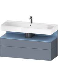 Тумба под раковину Duravit Qatego 1190х470мм подвесная, 2 ящ, подсветка, дуб/базальт QA4396030430010
