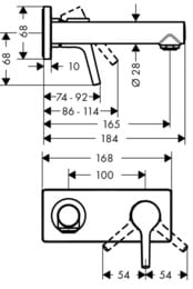 ��������� Hansgrohe Talis S 72110000 ��� �������� � ������� 165 ��, ������������, ��������� ������