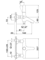 Смеситель для ванны/душа CISAL Vita VI00013440 настенный, однозахв., короткий излив, черный матовый — миниатюра 2