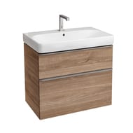 Geberit Smyle Square Тумба с раковиной 75 см, цвет пекан + Зеркальный шкаф, подсветка 529.353.JR.7