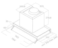 ������� ELICA Boxin IX/A/120 LED, 1200�310-340 ��, 750 �3/�, 95 ��, ����.����� PRF0097842B