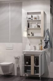 Тумба под раковину AQUATON Кантри 60 1A257401AHB20 567x416x613 напольная, белый глянец/дуб верона