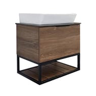 Тумба COMFORTY Порто-60 (600х645х400) с раковиной,черной столешницей,дуб темно-корич. 00-00010677