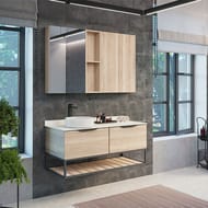 Тумба COMFORTY Порто-120-1(1200х645х520) с раковиной, столешницей, дуб дымчатый 00-00008905