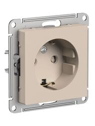 Розетка Systeme Electric ATLASDESIGN с заземлением со шторками 16А механизм песочный ATN001245