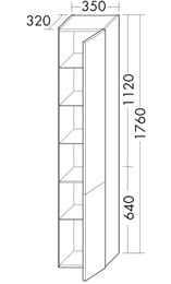 Пенал подвесной Burgbad Iveo 350х1760х320 правый, 2 дверцы, белый HSIE035RF2833G0161