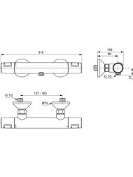 Смеситель для душа Ideal Standard CERATHERM T25 A7201AA термостатический, настенный