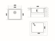 Мойка под столешницу Ukinox Loft 490х440 браширов. нерж.сталь 1мм, слив 3 1/2, LOB450.400 -GT10P