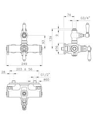 Смеситель Nicolazzi Thermostatico для душа настенный, термостат, ручки El Capitan, бронза 4917BZ69