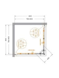 Душевой уголок CEZARES RELAX (800х800х2000) RELAX-304-A-2-80-C-GM стекло прозрачное/оружейная сталь