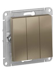 Выключатель Systeme Electric ATLASDESIGN 3-клавишный схема 1+1+1 10АХ механизм шампань ATN000531