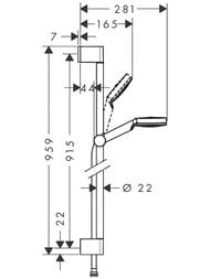 Душевой набор Hansgrohe Crometta 1jet (ручной душ, штанга 90см, шланг 160см) хром/белый 26537400 — миниатюра 2