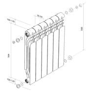 Радиатор биметаллический ROYAL THERMO Revolution Bimetall 500 (564х480х80) 960Вт, 6 секций, серебр