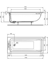 Ванна акриловая Ideal Standard La Dolce Vita 1700х750 встраиваемая, белая T540301