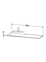 ���������� Duravit XSquare 1600�550�16 1 ����� �����, ����� ������ XS060HL2222