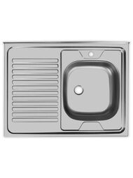 Мойка накладная Ukinox Standart 800х600 матовая нерж.сталь 0,4мм, слив 1 1/2, STD 800.600 ---4C 0R