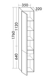 Пенал подвесной Burgbad Iveo 350х1760х320 левый, 2 дверцы, 1 ящ., белый/серый HSIF035LF2833G0162