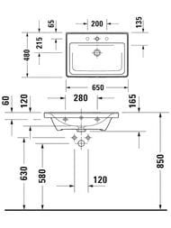 ���������� ��������� Duravit D-Neo 650�480�160 �������, ��������� ��� ���������, ����� 2367650000