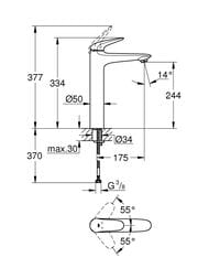 Смеситель Grohe EuroStyle 2015 Solid 23719003 для умывальника однорычажный, XL-Size, хром
