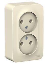 Розетка Systeme Electric BLANCA наружная двойная без зазем. изол.пл. 16А 250В молочный BLNRA000212