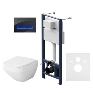 Комплект инсталляции AM.PM клавиша Touch Pro черная + унитаз Inspire V2.0 FlashClean сиденье м/лифт