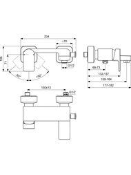 Ideal Standard EDGE Смеситель для ванны/душа A7121AA настенный, хром