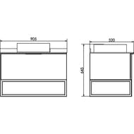 Тумба COMFORTY Порто-90  (905х645х520) с раковиной, столешницей, дуб темно-коричневый 00-00008927