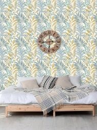 Обои виниловые на флизелине Grandeco Maison MN 3107 (0,53х10,05) листья, голубые (рул.)