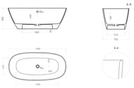 Ванна отдельностоящая Salini Sofia Light 1650х750 с переливом, Sense, иск. камень, белый 103711G