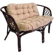 Диван Багама (1200х650х750) 2-х местный, подушки светлые шенил, ротанг, тёмно- коричневый
