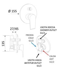 Смеситель для душа Mariani Artic В00173AT, хром
