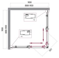 Душевой уголок BelBagno Uno (900х900х1950) UNO-195-A-2-90-P-NERO  r стекло ифленое, профиль черный