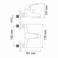 Смеситель для ванны/душа WasserKRAFT Isen 2601 короткий излив, хром — изображение 13