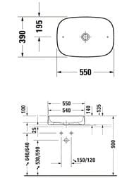 Умывальник накладной Duravit Zencha 550х390мм, без перелива 2373550079