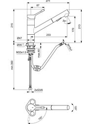Смеситель для кухни Ideal Standard CERALOOK однозахватный, выдвижной поворотный излив 170мм BC297AA
