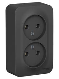Розетка Systeme Electric BLANCA двойная, без заземления, без шторок, 16А, 250В, антрац BLNRA000216