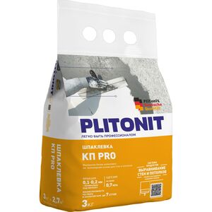 Шпаклевка финишная PLITONIT КП Pro на полимерной основе для стен и потолков, 3кг
