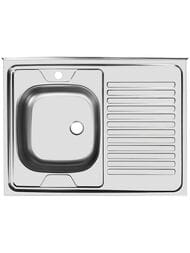 Мойка накладная Ukinox Standart 800х600 матовая нерж. сталь 0,4мм, слив 1 1/2, STD 800.600 ---4C 0L-