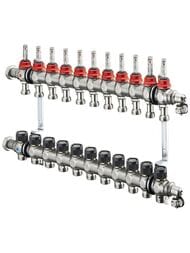 Распределительный коллектор Oventrop Multidis SF 11, 1", нерж.сталь,с ротаметрами 0-5 л/мин 1404361