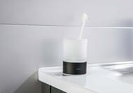 Стакан для зубных щеток Aquatek Лира AQ4428MB настольный, стекло матовое, латунь, черный матовый
