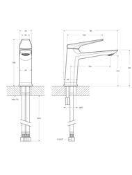 Смеситель CEZARES LINER-LS-GM-W0 для раковины, однозахватный, фиксир.излив, оружейная сталь