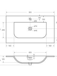 �������� ������������ Cezares MOLVENO (910�510�170) ��� ��������� �����, Bianco CZR-8099-90/50