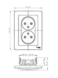 Розетка Systeme Electric BLANCA скрыт.уст. двойная без заземл. без шторок 16А 250В белый BLNRS000021